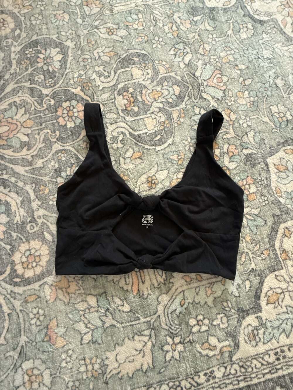 Bala Bangles Black Knot Front Crop Top Size S